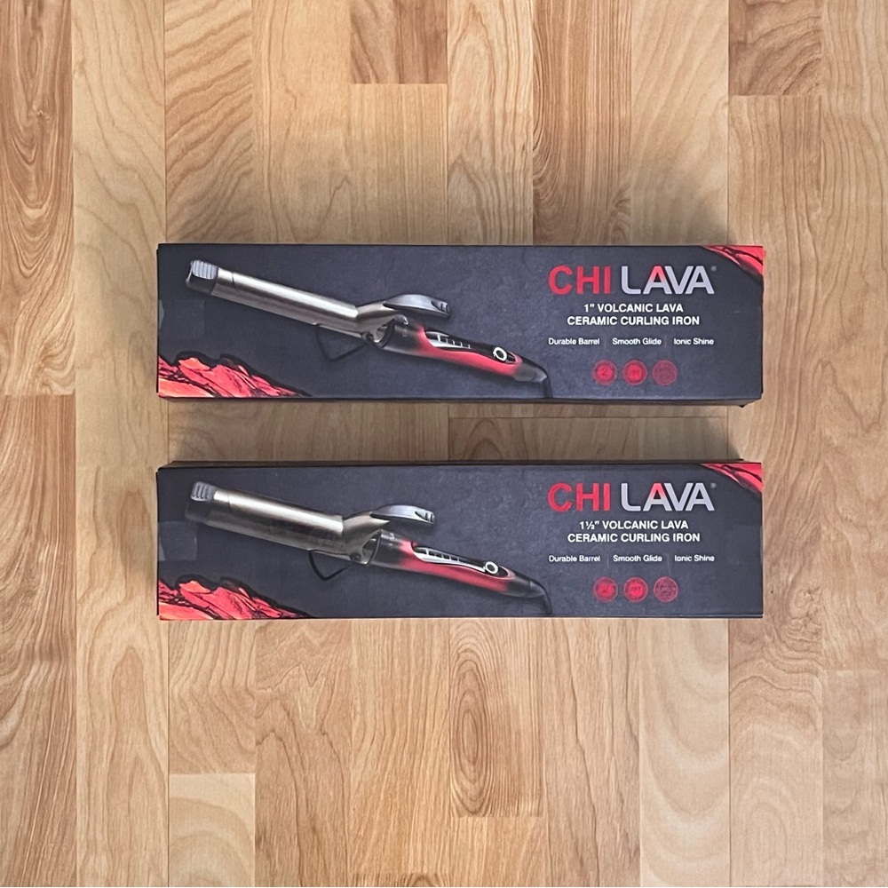 Set of 2 CHI Lava Ceramic Curling Irons - 1” and 1.5” Barrels
